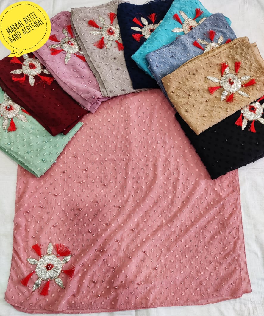 Multi Hijab 21 Marbal Butti Hand Aedisnal Hosiery Cotton Hijab Collection