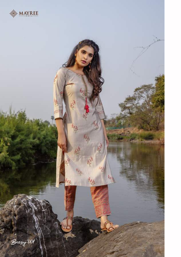 Mayree Breezy Fancy Designer Ethnic Wear Rayon Kurti With Bottom Collection