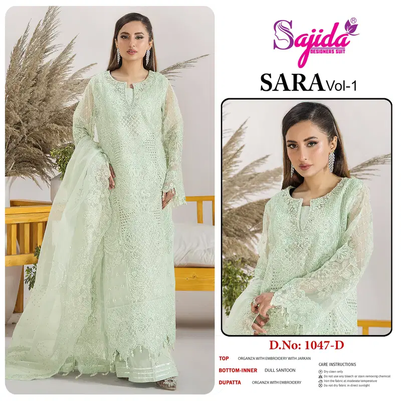 Sara Vol 1 by Sajida Organza Pakistani Salwar Kameez Suppliers In India