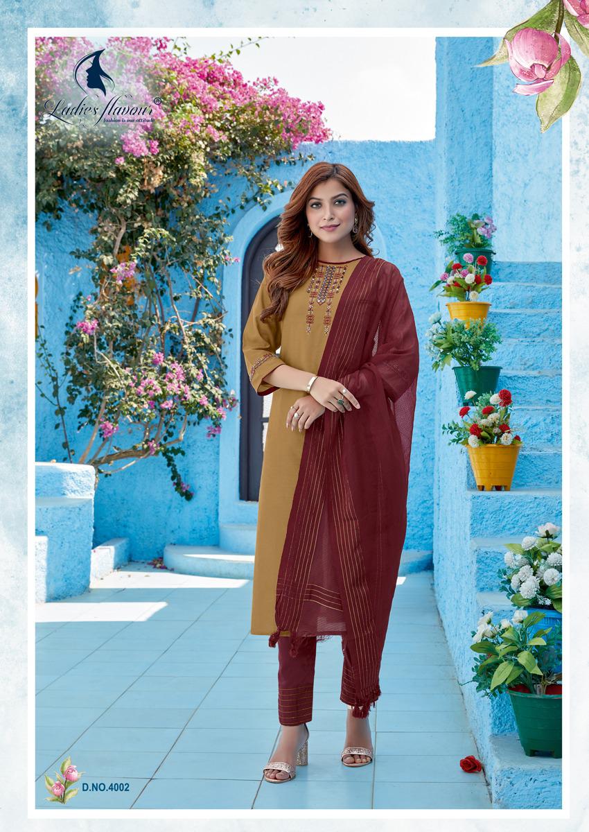 Ladies Flavour Saffron Ethnic Wear Viscose Ready Made Salwar Suit Collection
