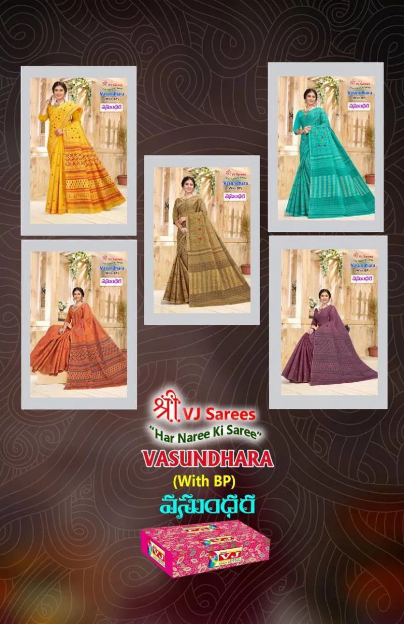 Vasundhara Vol 01 By Vj Festive Wear Fancy Cotton Saree Wholesale Market In Surat