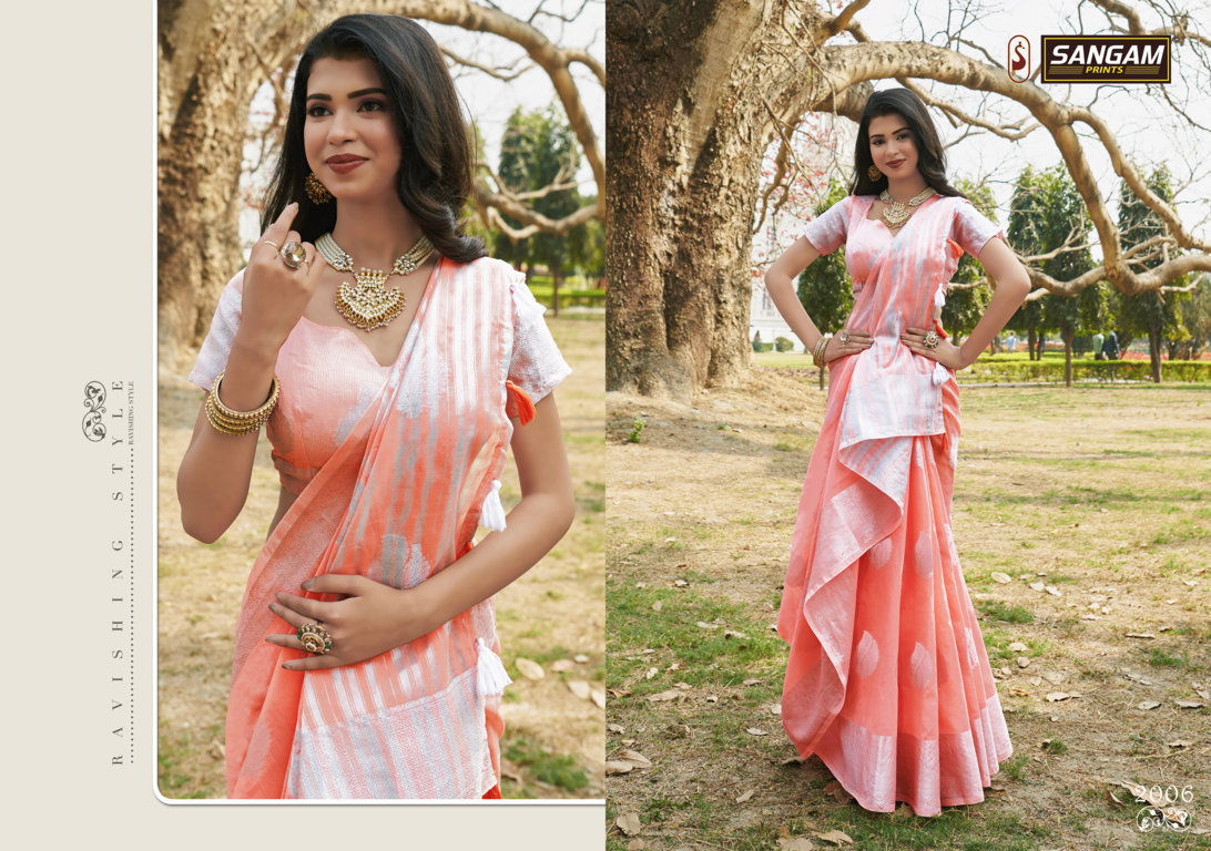 Sangam Pankhudi 3 Latest Fancy Casual Wear Linen Cotton Printed Sarees Collection
