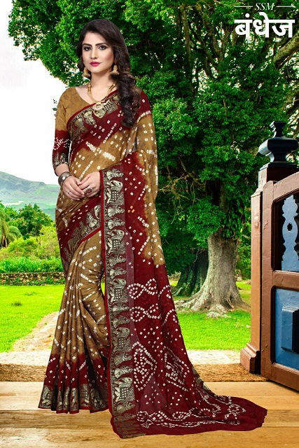 Ssm Dolly Latest Fancy Designer Bandhani Art Silk Bandhej Saree Collection
