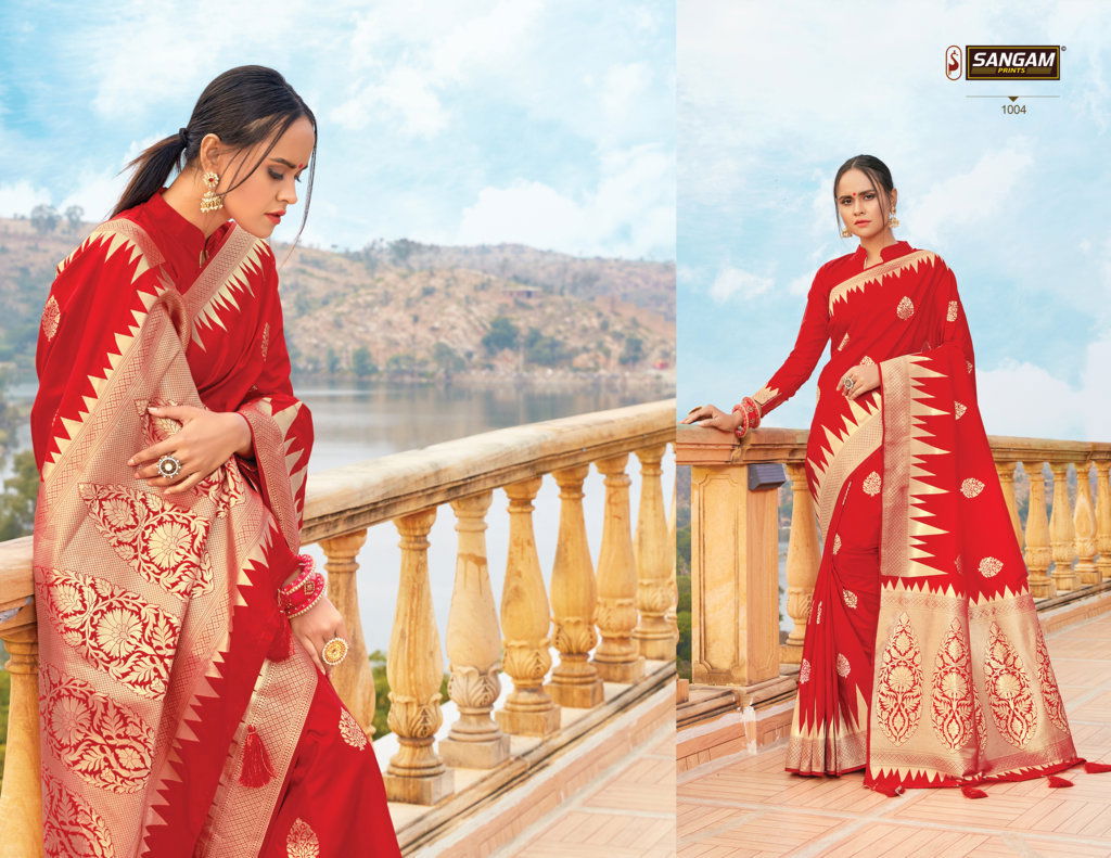 Sangam Red Rose Exclusive wedding Wear Pure Silk Designer Bridal Saree Collection