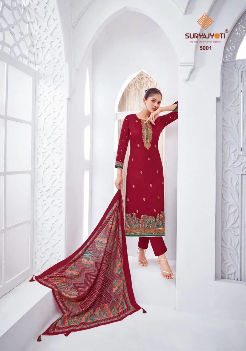 Pallavi Vol 5 by Suryajyoti Jam Satin Discharge Printed Dress Material Orders In India