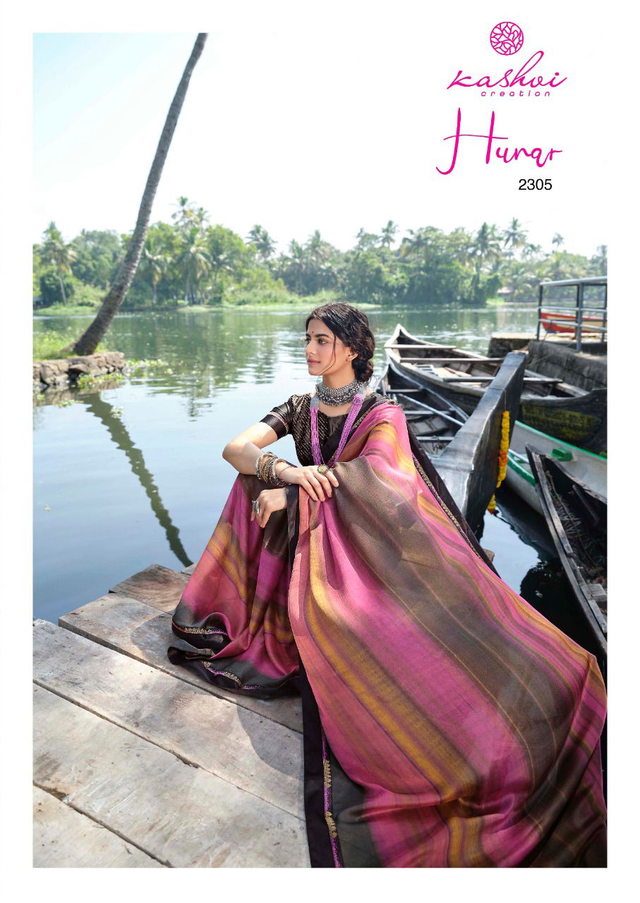 Kashvi Hunar Latest Fancy Casual Wear Printed Chiffon Sarees Collection
