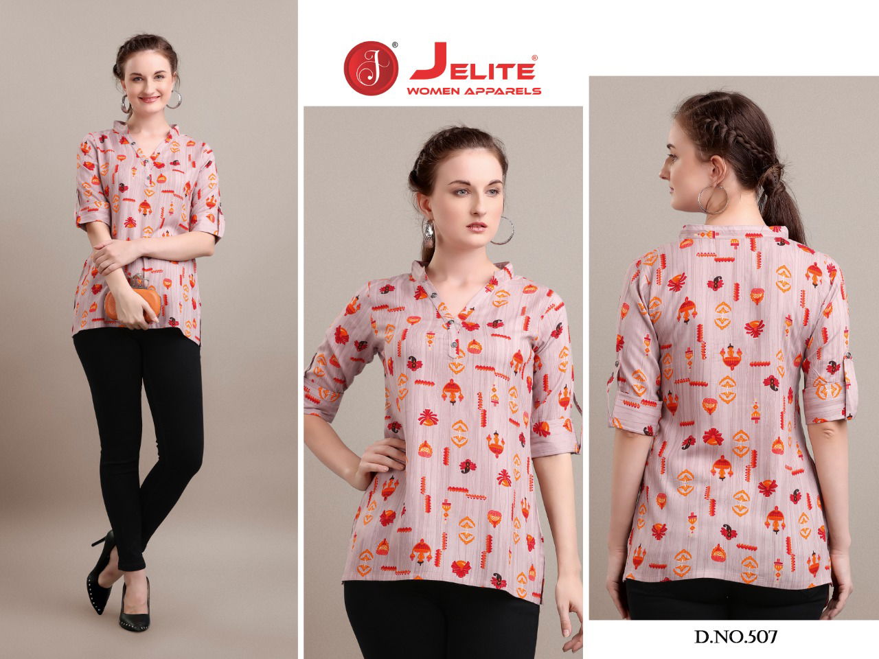 Jelite Camellia Stylish Western Regular Wear Heavy slub rayon And Cotton crepe Ladies Top Collection