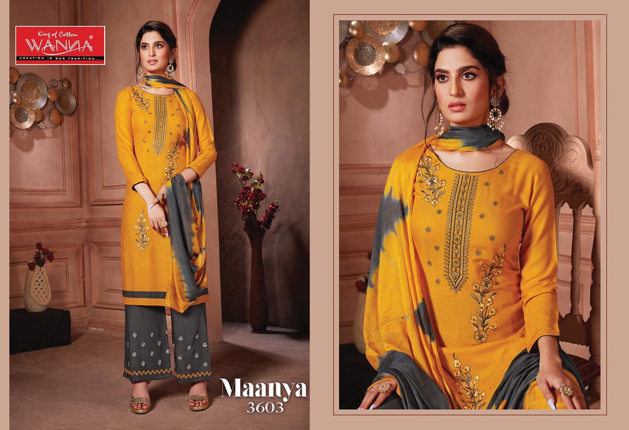 Wanna Maanya Latest Designer Plazzo Style Exclusive Rayon Casual Wear Dress Material Collection