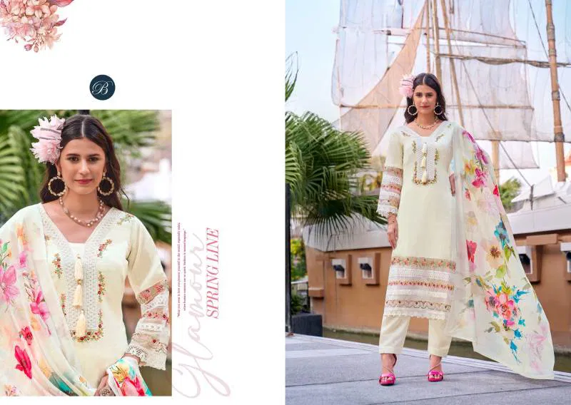 Majestic By Belliza Roman Silk Embroidered Dress Material Wholesale Clothing Distributors In India