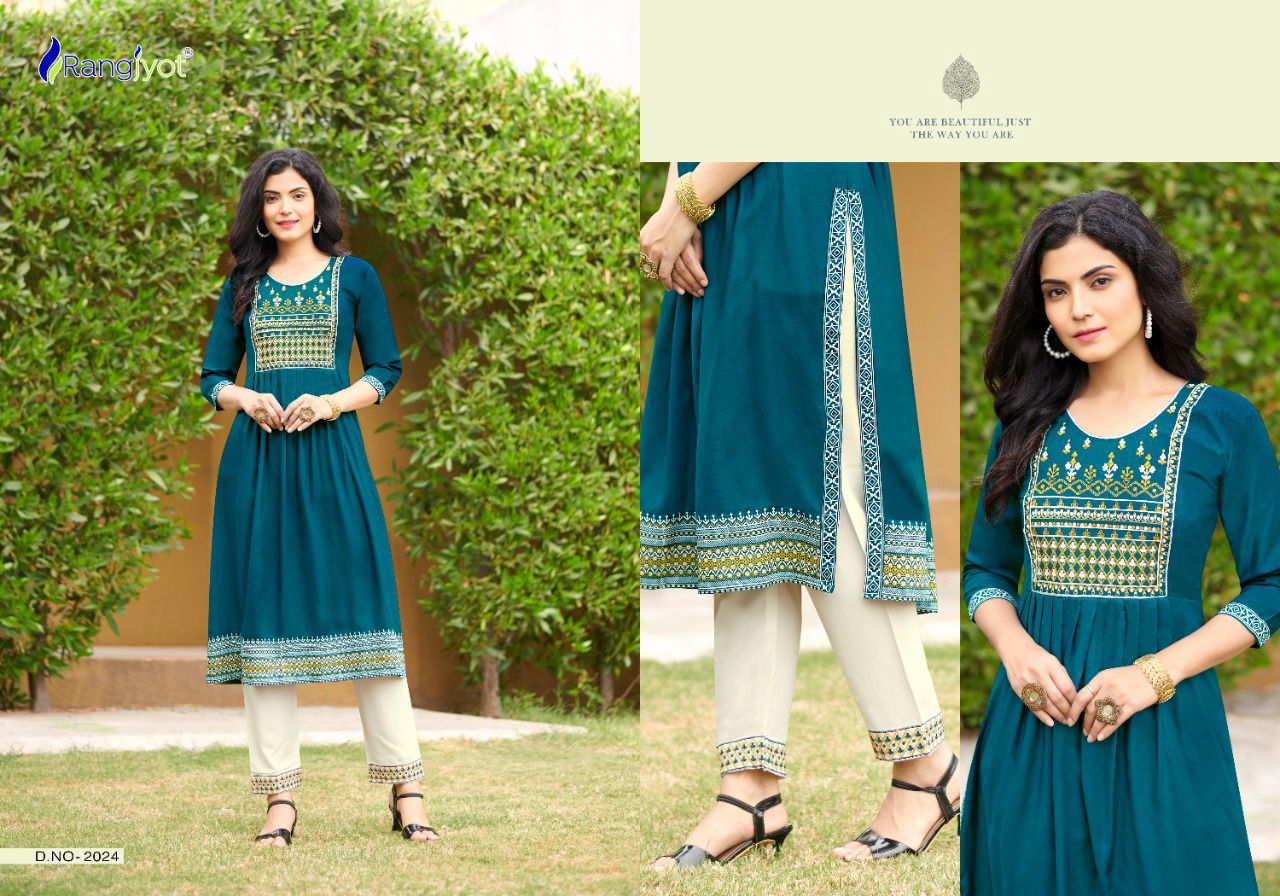 Rangjyot Mariya 3 Classic Heavy Ethnic Wear Rayon Kurti With Pant Collection