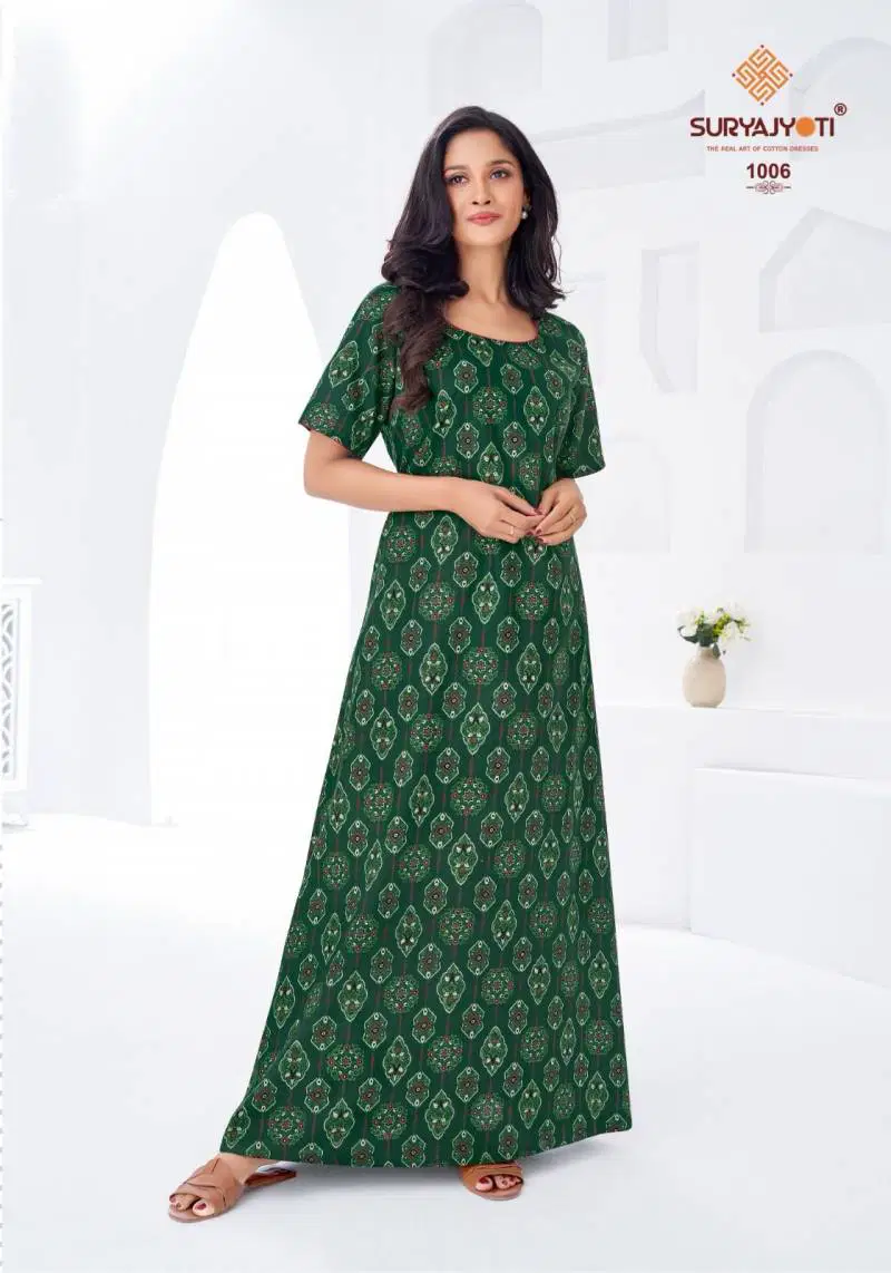 Pearl Vol 1 By Suryajyoti Cotton Printed Nighty Gown Wholesale Market In Surat