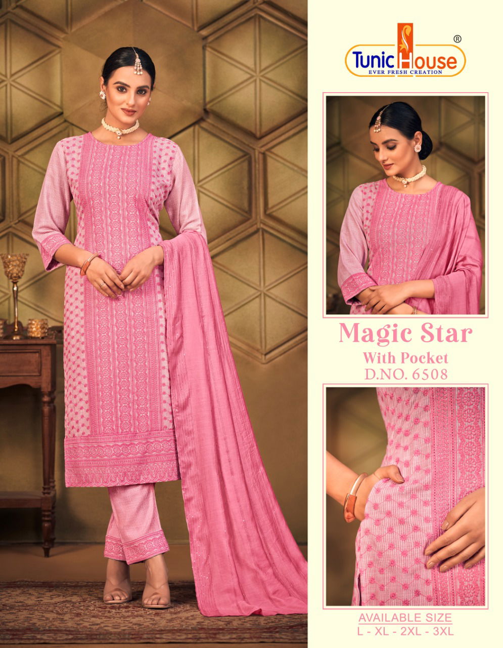 Tunic House Magic Star Vol 8 Viscose Rayon Lakhnowi Kurti With Bottom Dupatta
