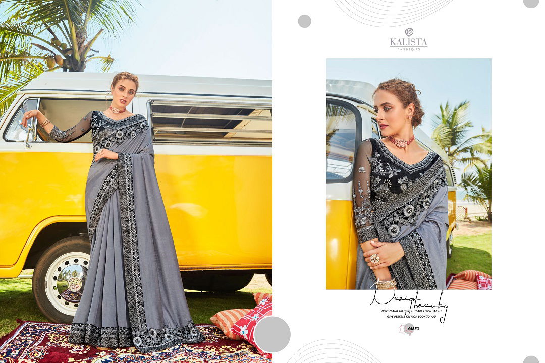 Kalista Glorious 8 Latest Fancy Designer Wedding Wear Vichitra Silk Heavy Embroidered Saree Collection
