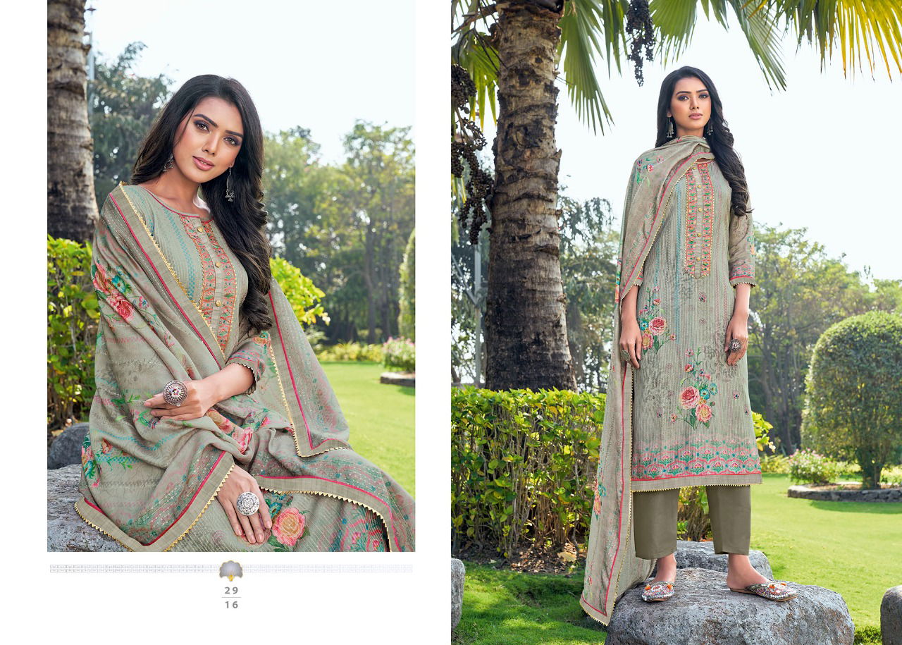 Rangoon Flower Valley Designer Festive Wear Heavy Muslin And Sequence Work With Pure Digital Print Ready Made Collection
