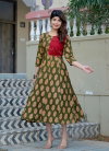 Aaradhna 2021 Dark Green Colour Rayon Printed A Line Kurti Wholesale Market In Surat