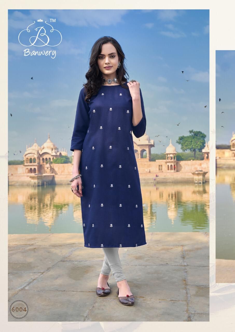 BANWERY BLEND VOL-6 Latest Designer Fancy Festive Wear Heavy Magic Cotton With Embroidery Work Fancy Kurtis Collection