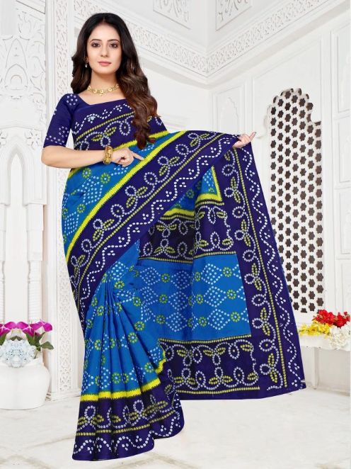Smc Golden Bandhani Cotton Printed Regular Wear Designer Saree Collection