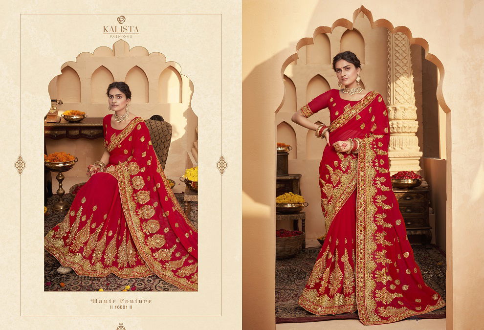 Kalista Saat Phere Latest Fancy Designer Heavy Wedding Wear Georgette Embroidery Worked Sarees Collection
