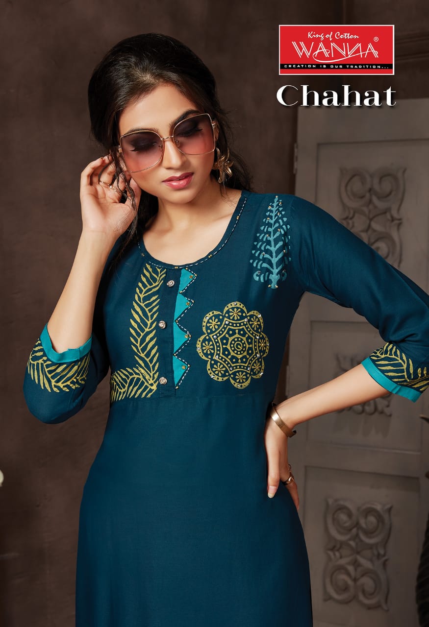 Wanna Chahat Fancy Regular Wear Designer Rayon Printed  Kurtis Collection
