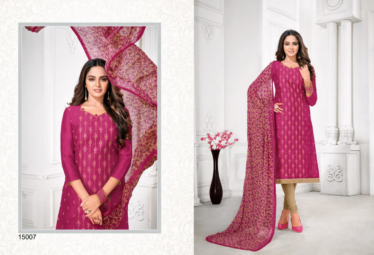Autogragh 15 Casual Wear Slub Lining Embroidery Work Designer Churidar Dress Material Collection
