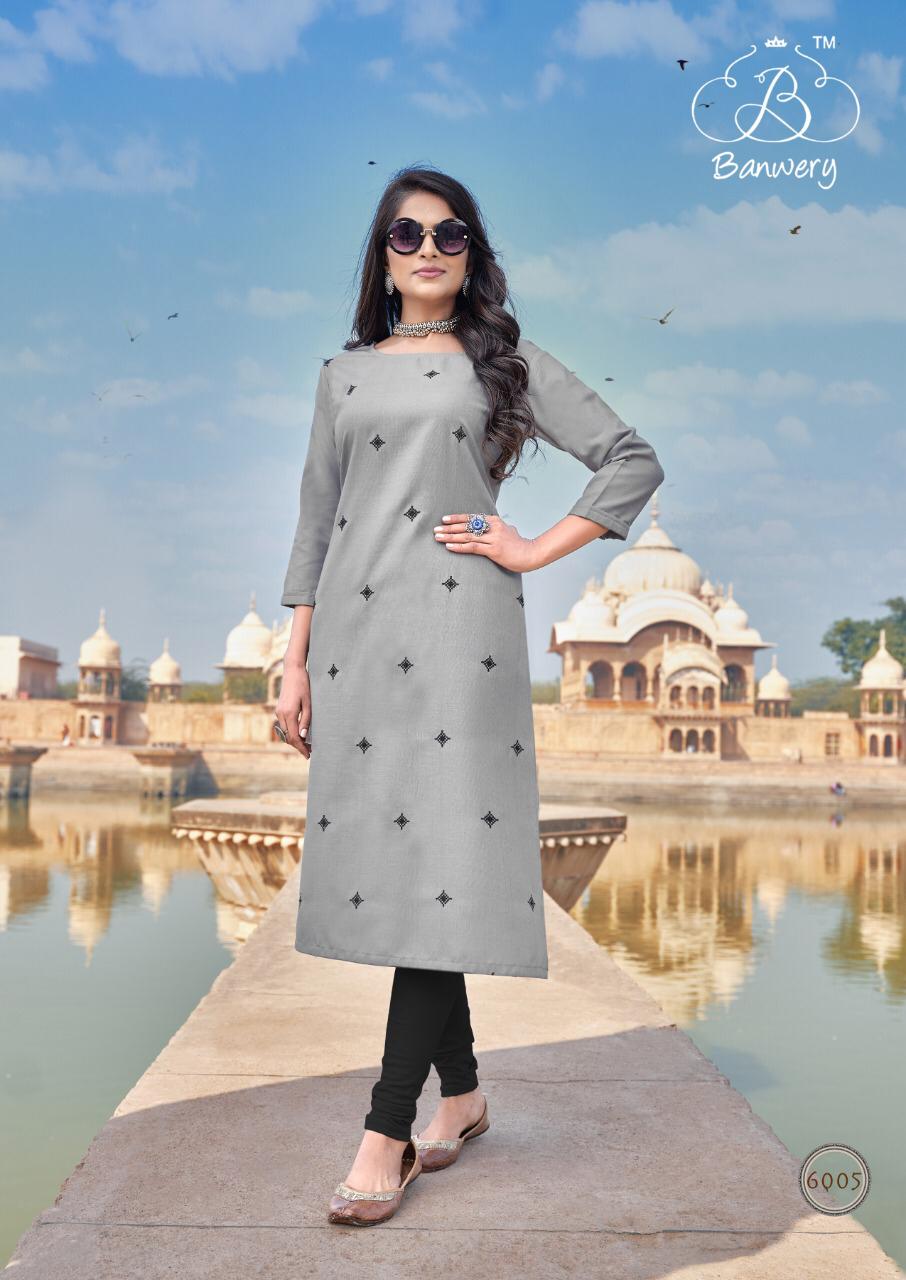 BANWERY BLEND VOL-6 Latest Designer Fancy Festive Wear Heavy Magic Cotton With Embroidery Work Fancy Kurtis Collection