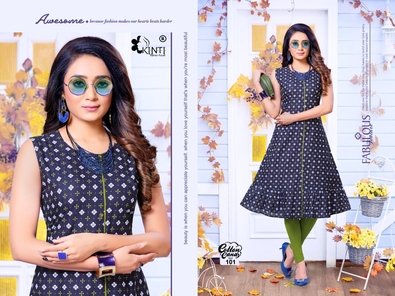 Kinti Cotton Candy 1 A Latest Fancy Designer Ethnic Wear Line Cambric Cotton Printed Kurti Collection
