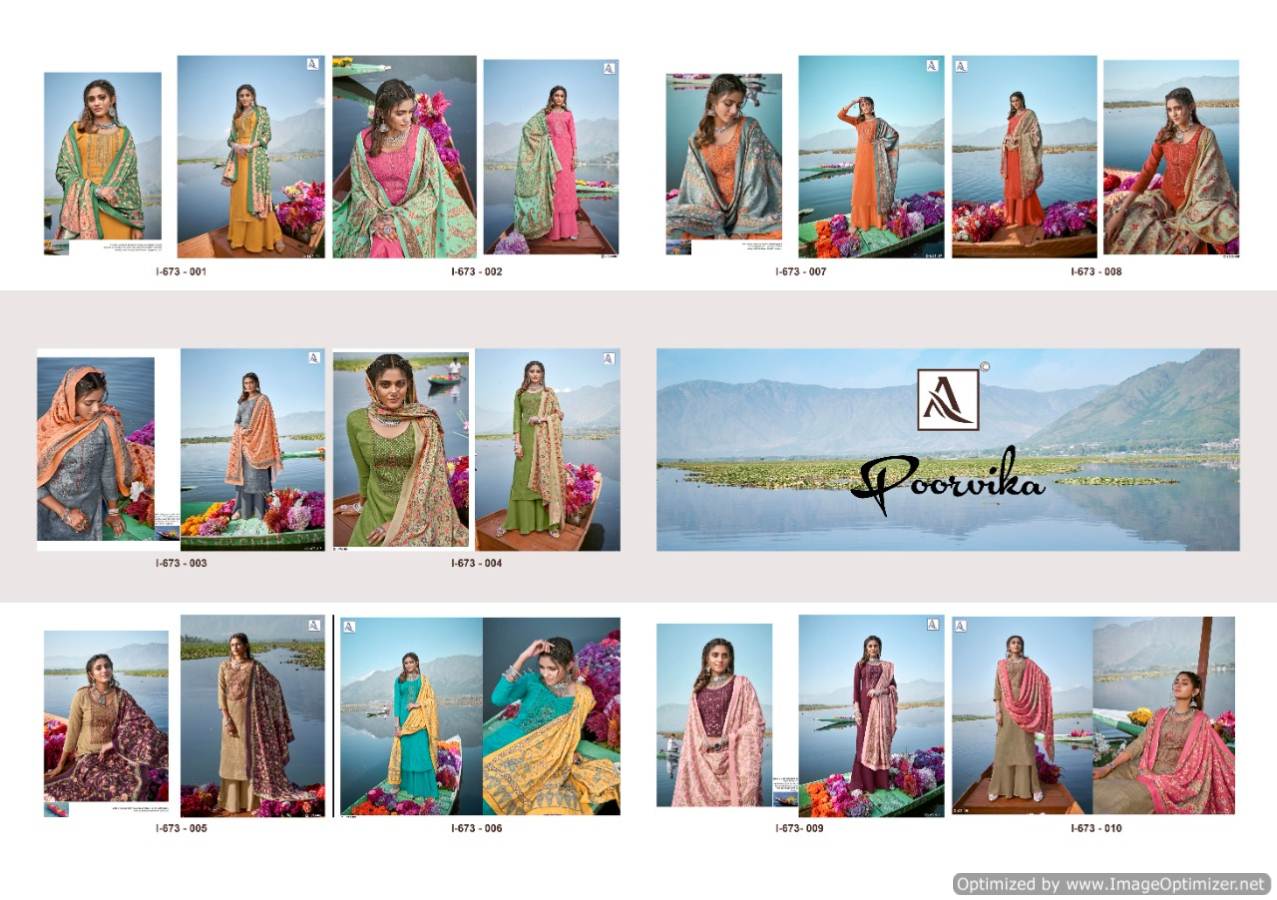 Alok Poorvika Latest Collection Of Designer Digital Printed Pure Pashimina Dress Material 