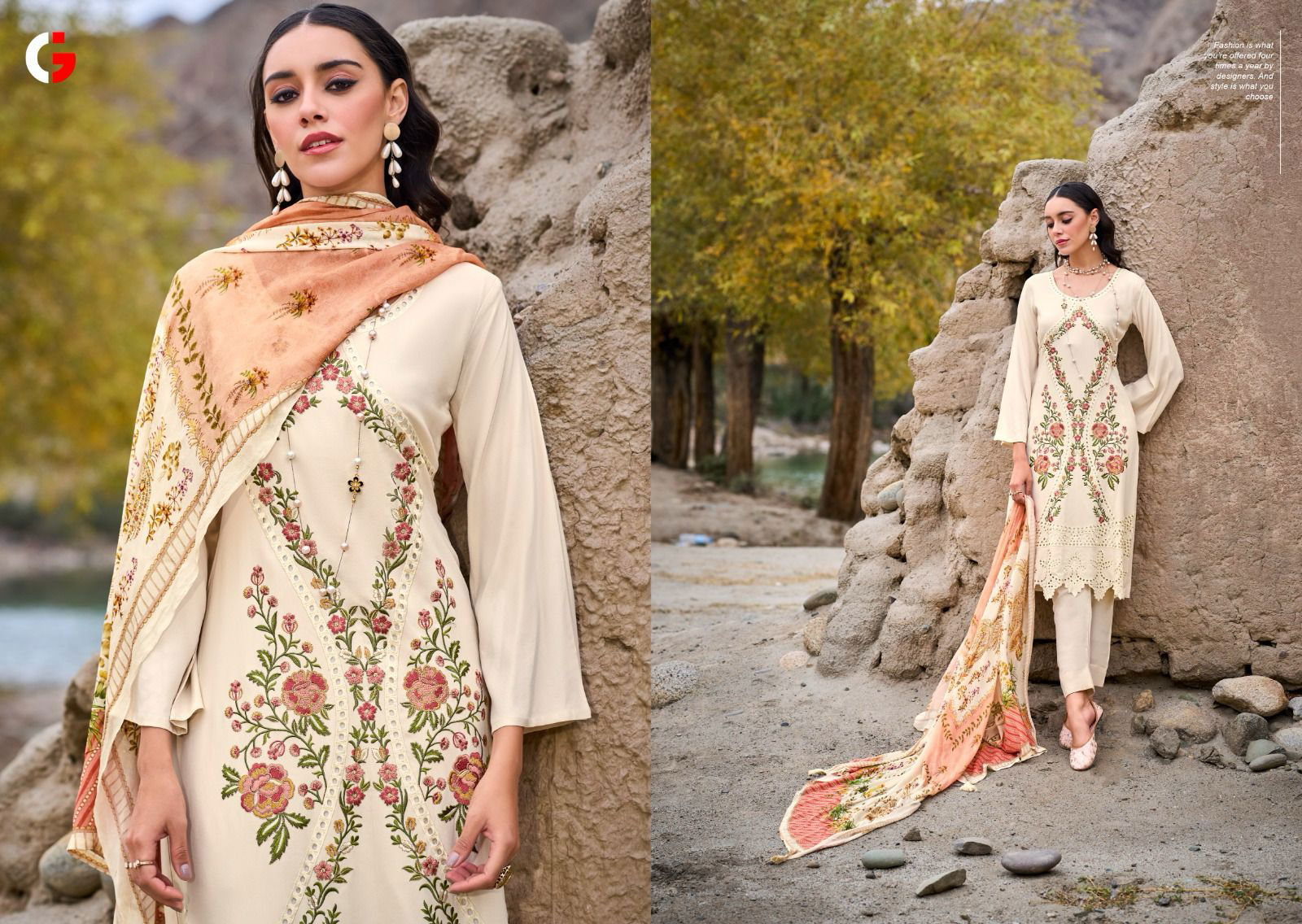 Mehtaab By Gull Jee Viscose Pashmina Kurti Bottom With Dupatta Dress Material Catalog