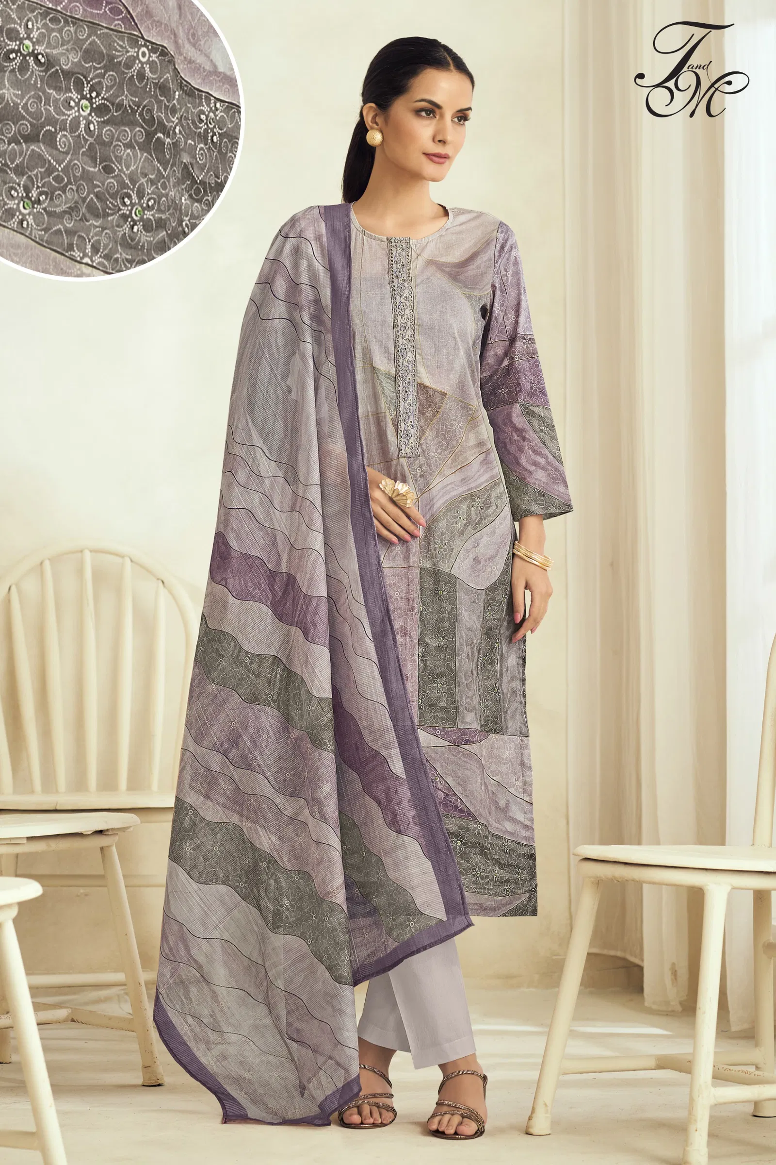 Aleena By T&M Cotton Lawn Embroidery Dress Material Wholesalers In Delhi