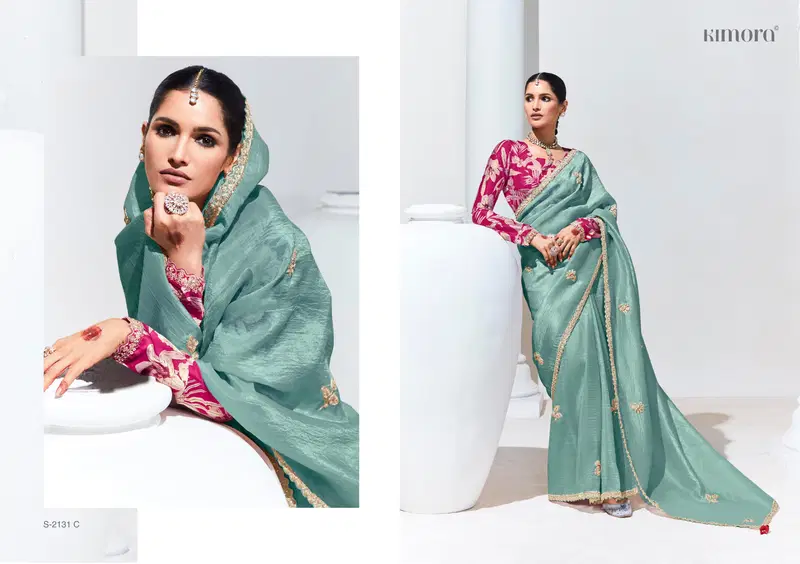 Rangat 2131 New Colour By Kimora Glass Tissue Party Wear Saree Orders In India
