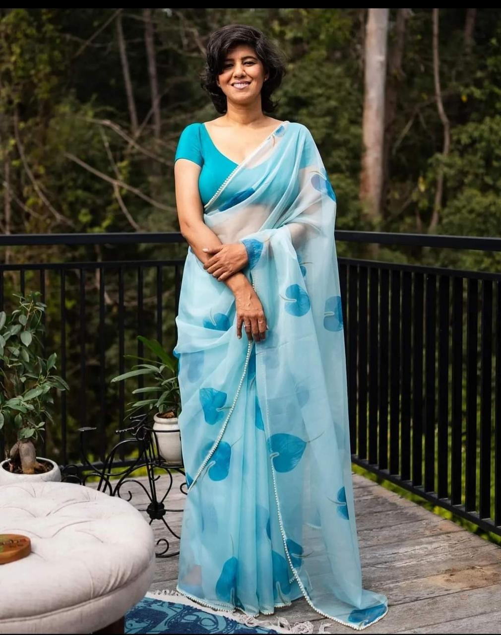 DF 100 Mudra VOL 1 Organza Printed Sarees Catalog