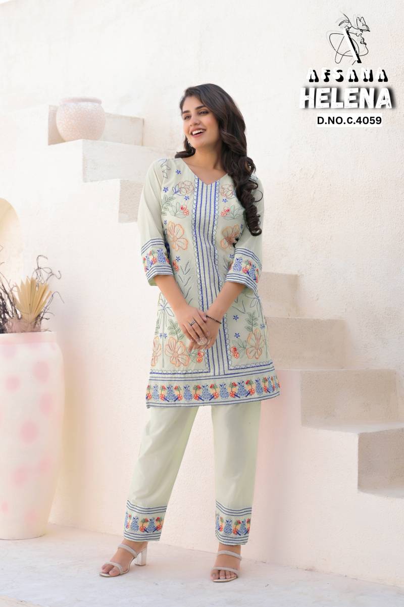 Helena By Afsana Cotton With Embroidered Co Ord Set Wholesale Clothing Suppliers In India