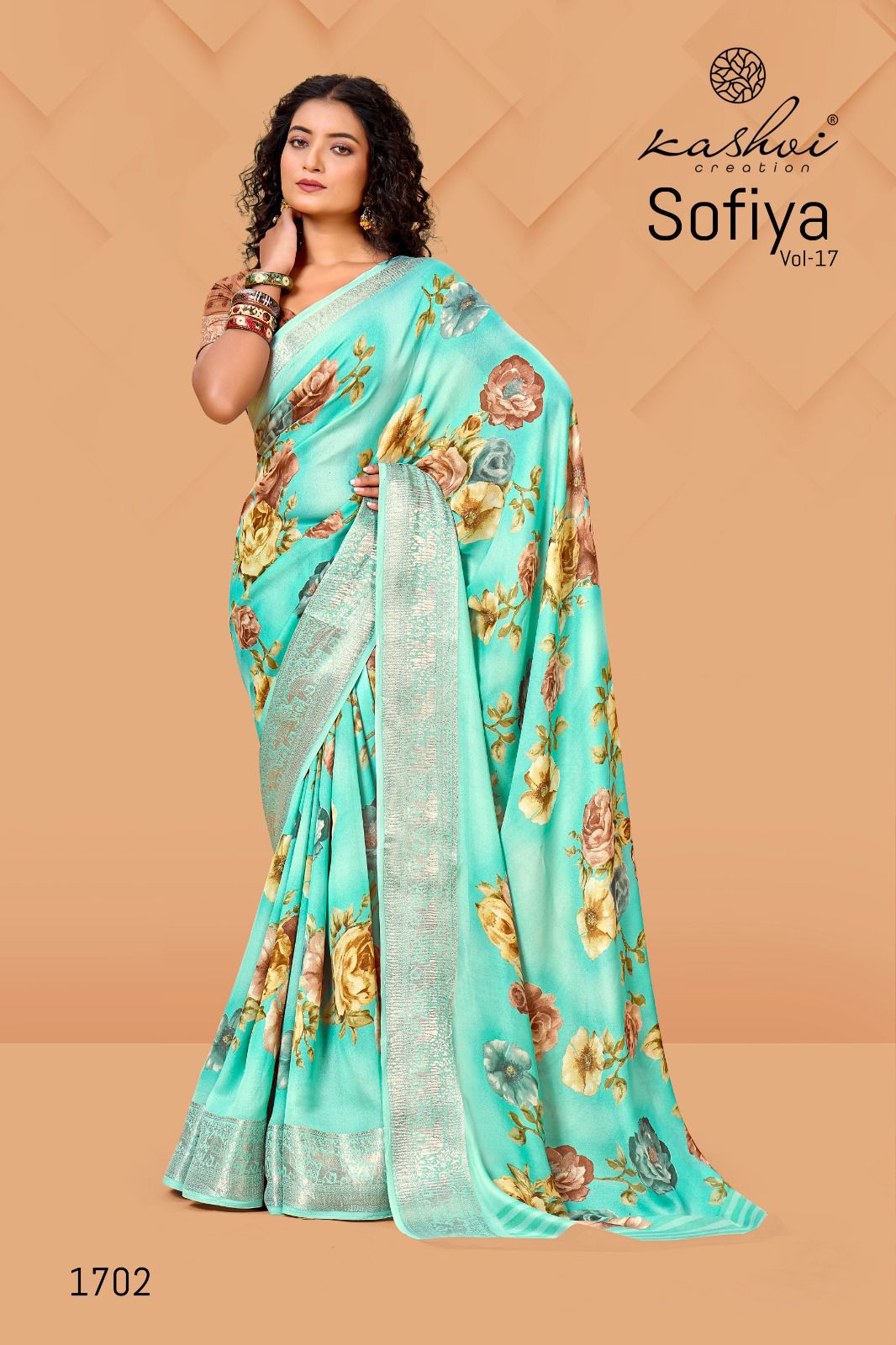 Sofiya Vol 17 By Kashvi Dull Moss Zari Border Printed Saree Orders In India