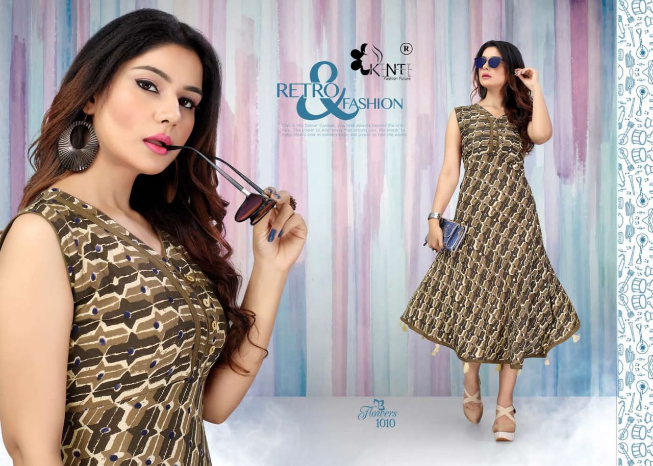 Kinti-Flowers Fancy Designer Regular Wear Heavy Rayon Printed Kurti collection