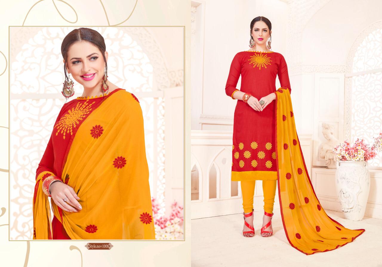 Maahi South Cotton Slub With Embroidery Work And Najmeen Embroifery Work Dupatta Dress Mterial OR Ready Made Collection