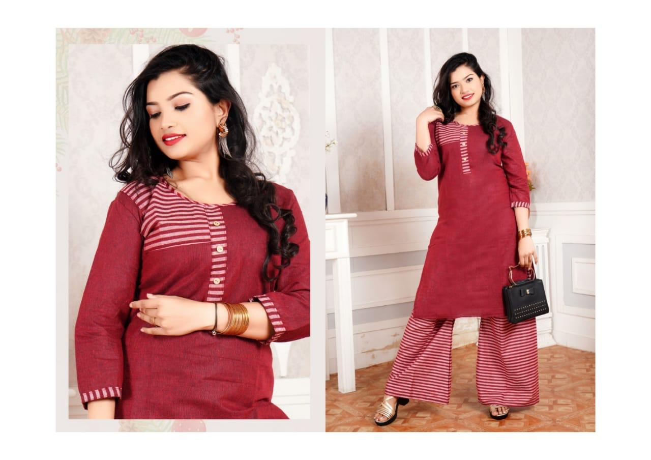 Trendy Plazzo Express Latest Regular Wear South Cotton Handloom Kurti With Bottom Collection
