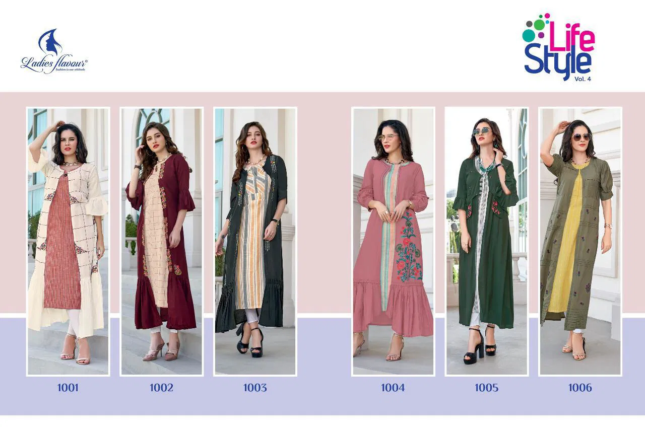 Life Style Vol-4 Ladies Flavour Designer South Cotton Stripes & Rayon Stripes & Mull Cotton & Musline With Embroidery Work Comfy Kurti With Pant 
