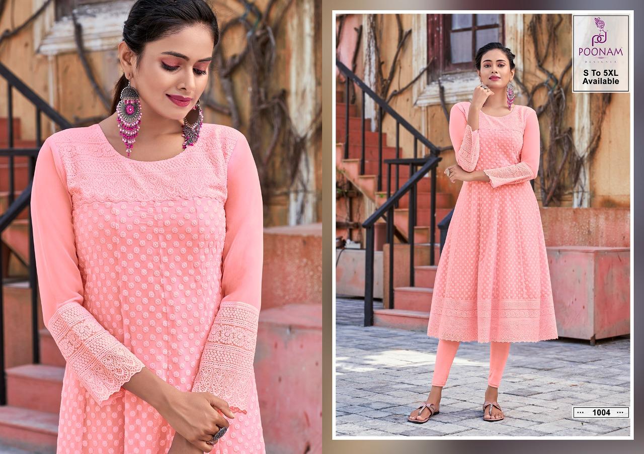 Poonam Rangrez Ethnic Wear Georgette Designer Kurti Collection
