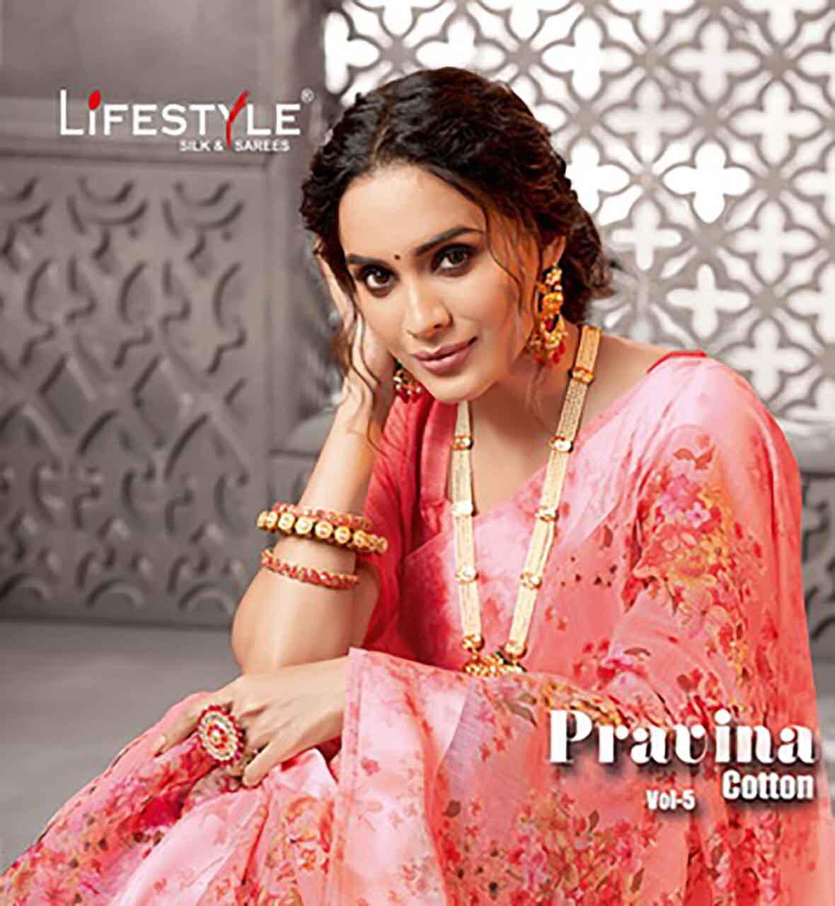 Lifestyle Pravina Cotton Vol - 5 Fancy Lilen Cotton Print Satin Border Sarees Collections