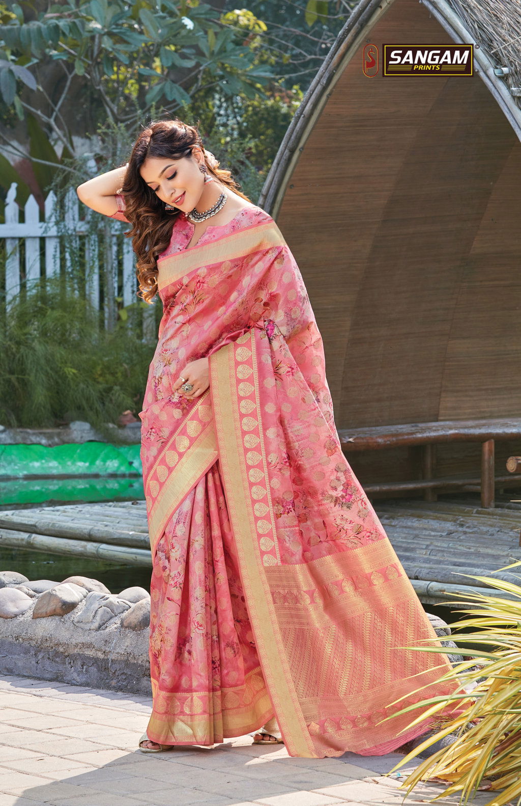 Sangam Roop Shringar Latest Fancy Festive Wear Digital Print Silk And Reshm Thread work Sarees Collection