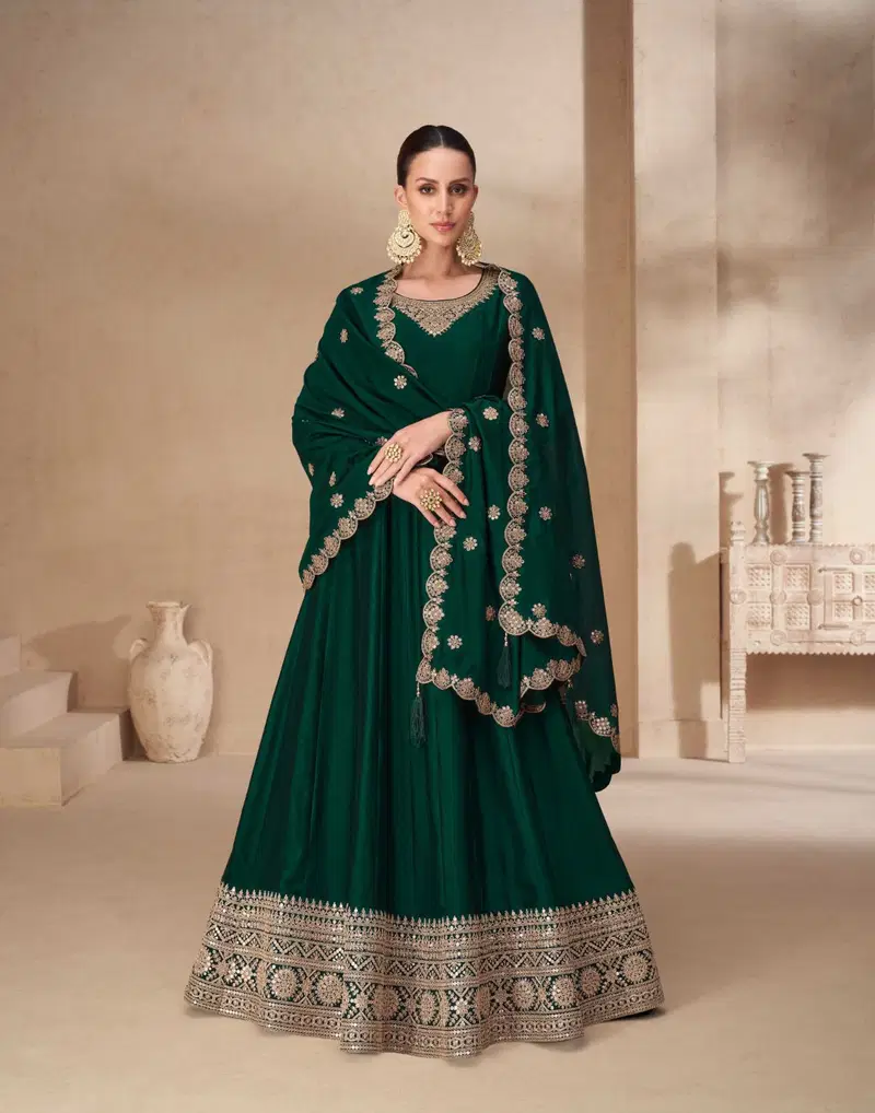 Akshara By Aashirwad Akshara Premium Silk Gown With Dupatta Wholesale Online