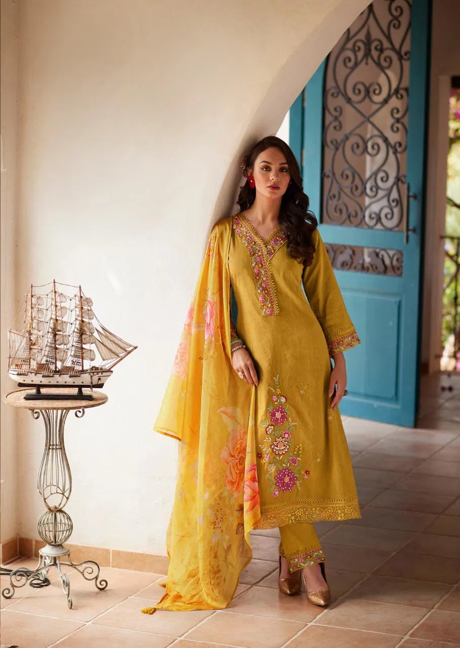 Viviana By Prm Pure Cotton Embroidery kurti With Bottom Dupatta Wholesale Online