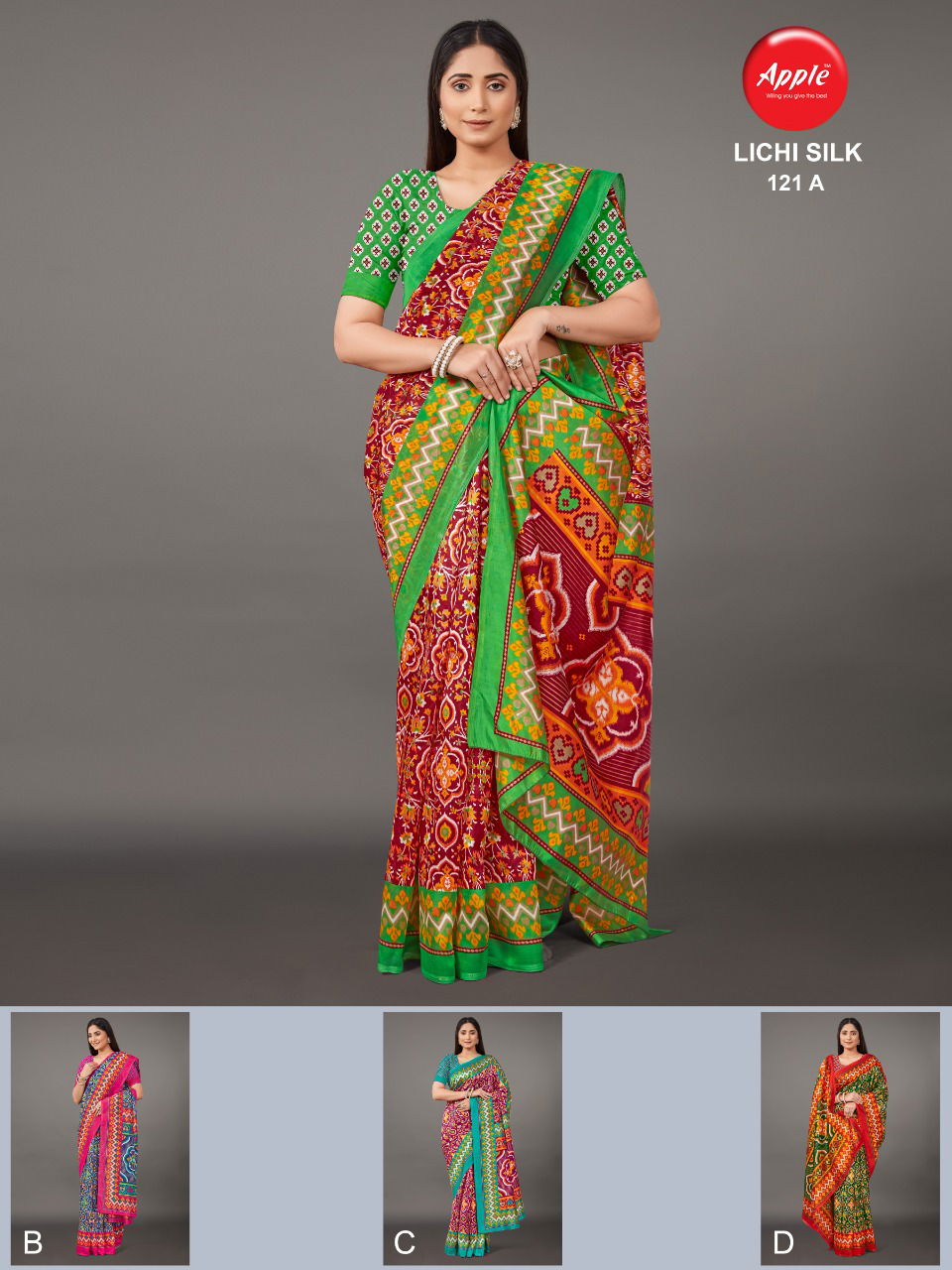 Apple Lichi Silk 121 Fancy Ethnic Wear Silk Printed Saree Collection
