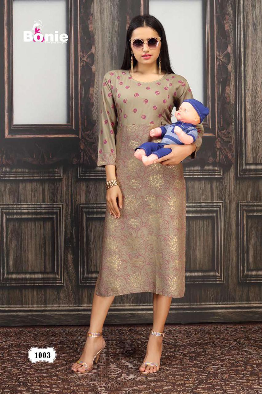 Bonie Sneh Latest Ethnic Wear Rayon Printed Kurti Collection
