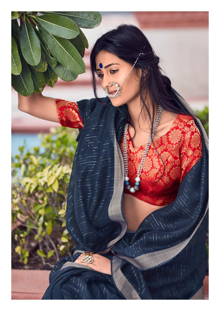 Lt Shaze Fancy Party Wear Linen Silk Latest Designer Saree Collection