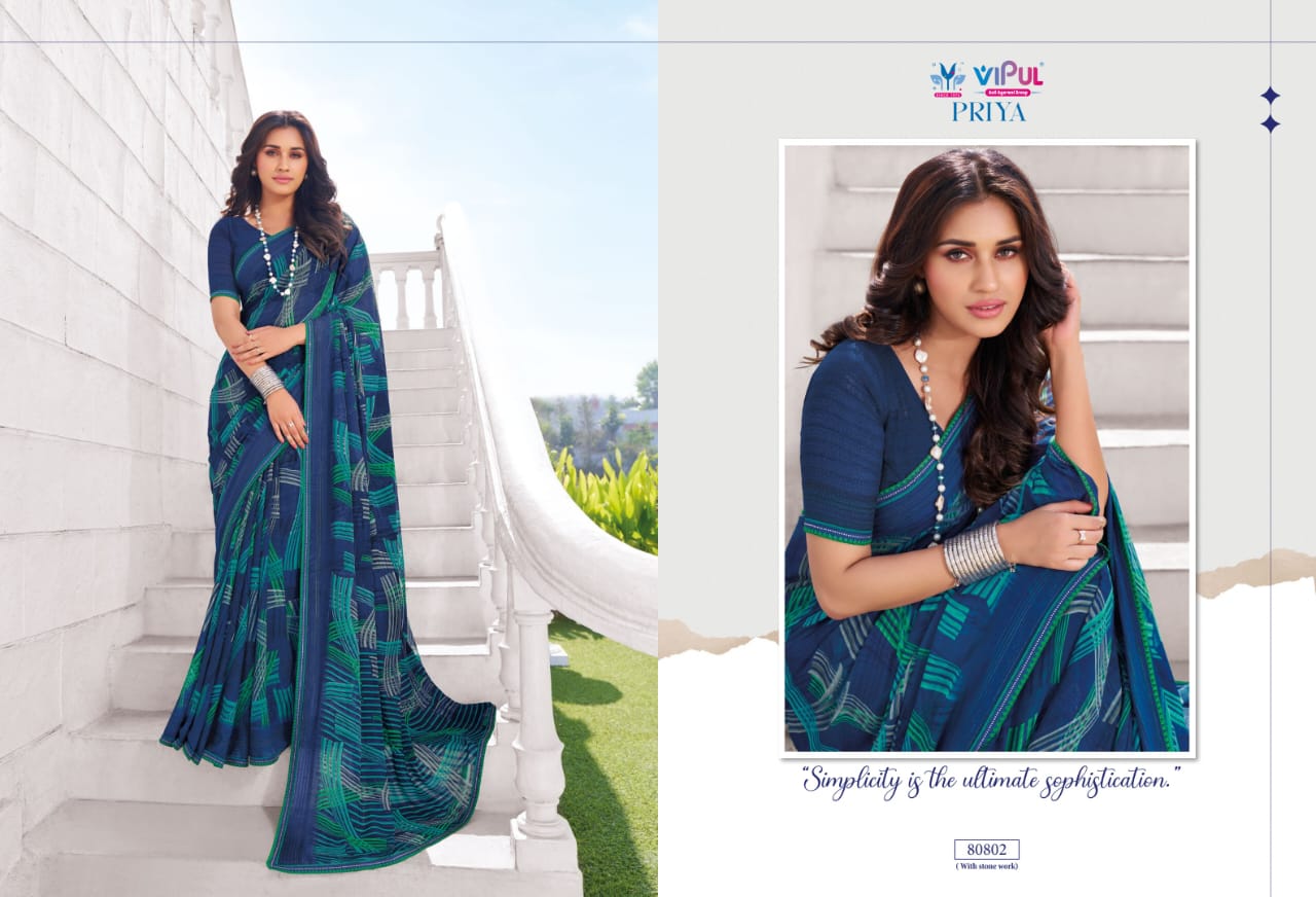 Priya By Vipul Georgette Daily Wear Sarees Wholesale Shop In Surat