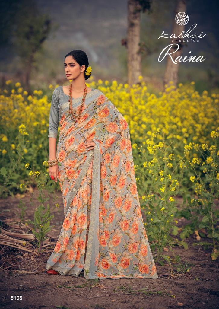 Kashvi Raina Georgette Ethnic Wear Designer Printed Saree Collection
