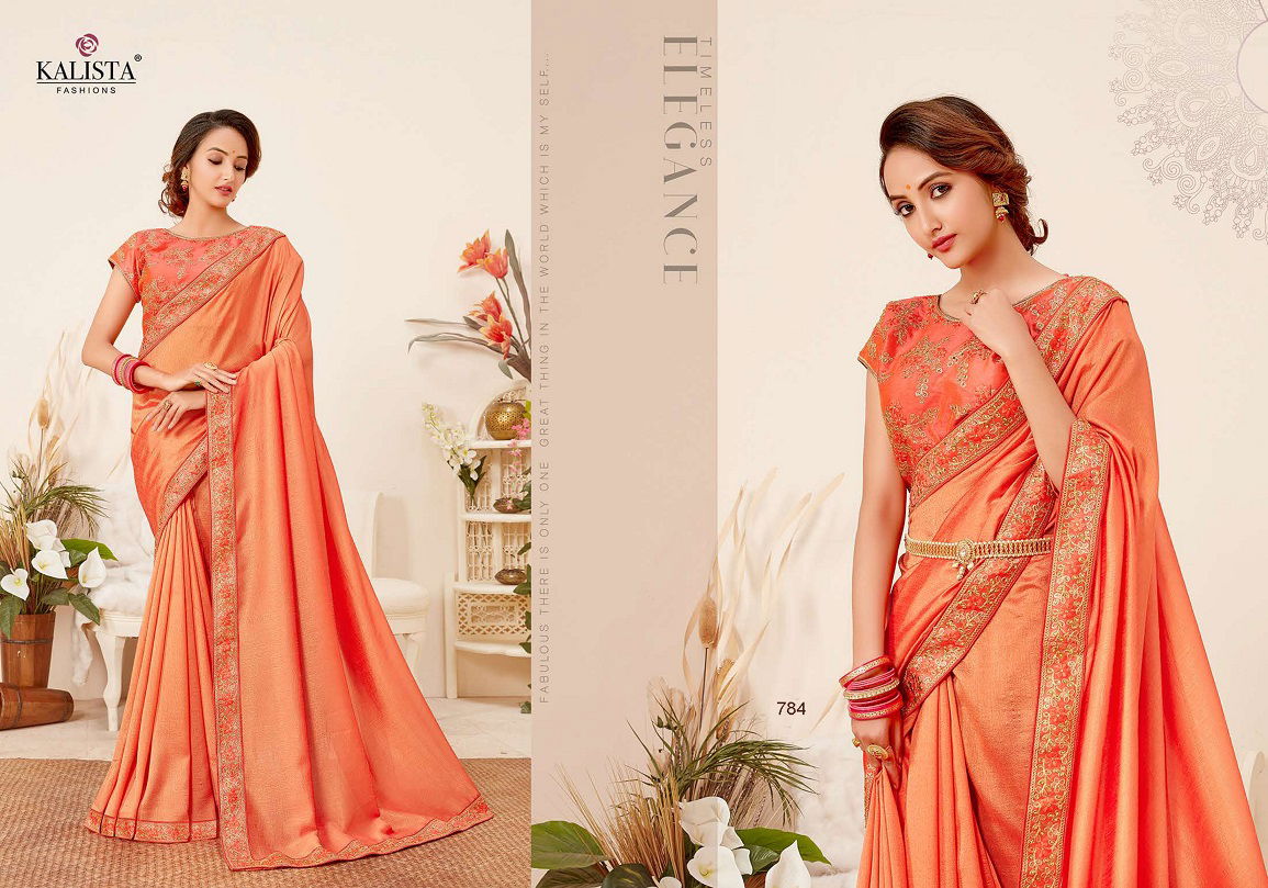 Kalista Dollar Latest Designer Collection Fancy Wedding Wear vichitra silk Embroidery Worked Sarees