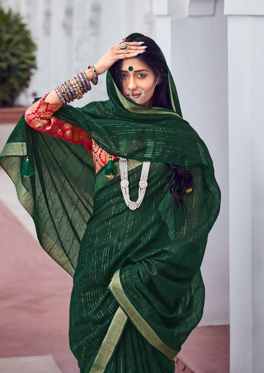 Lt Shaze Fancy Party Wear Linen Silk Latest Designer Saree Collection