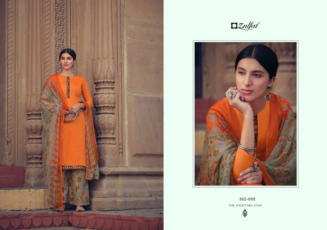 Zulfat Husna E Patiala 3 Casual Wear Elegantly stitched Kashmiri style Tie Lace Cotton Top With Bottom And Four Side less Dupatta Designer Dress Material Collection